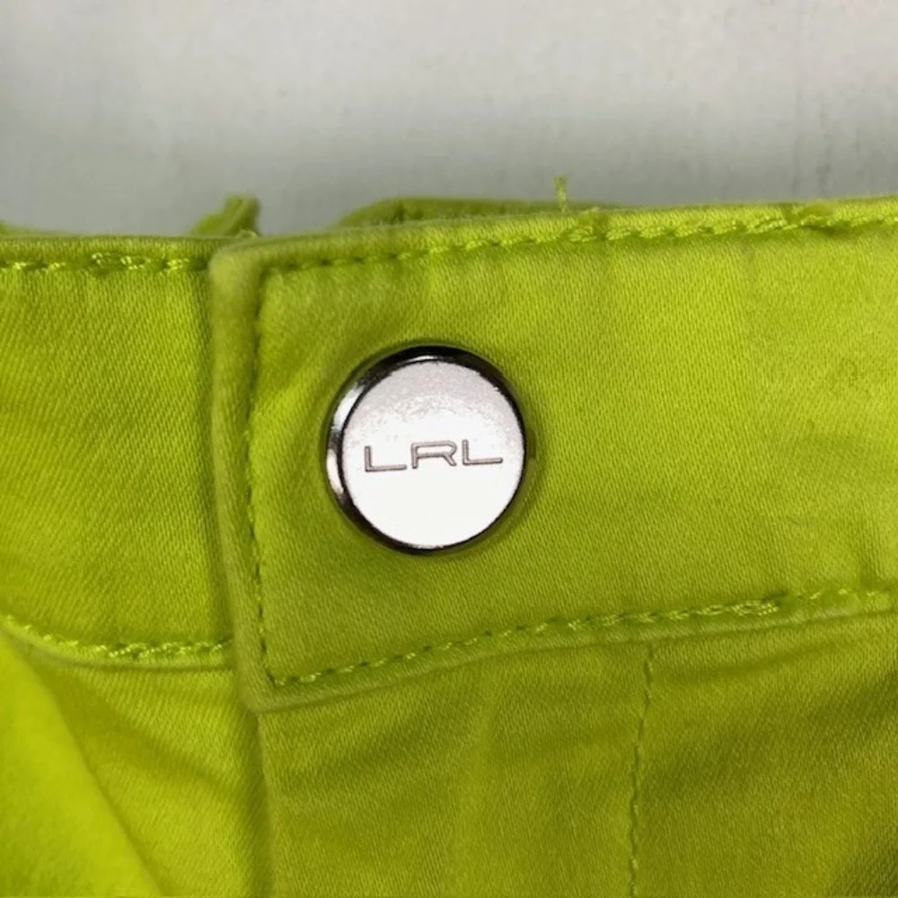 Lauren Ralph Lauren Neon Lime Green Bermuda Golf Shorts‎ Side Zip Pocket Womens